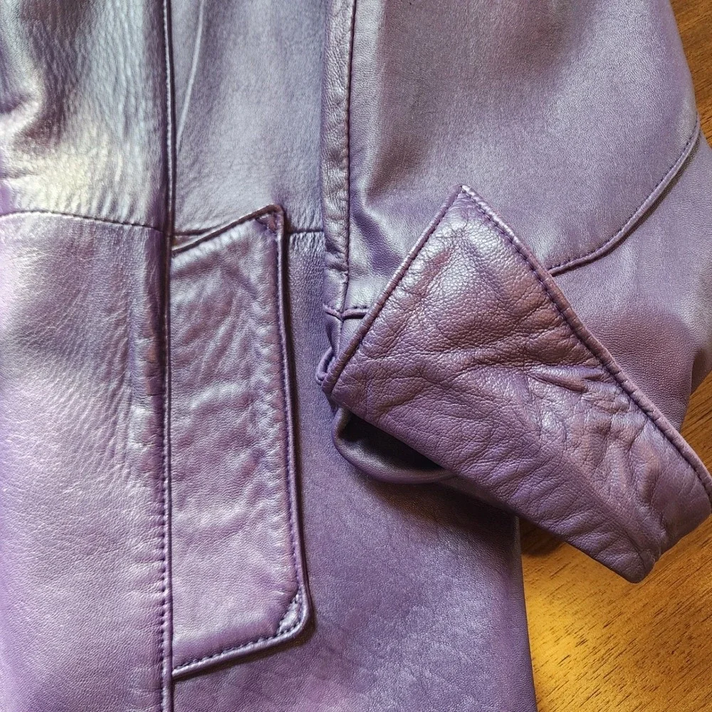 ✨️VTG Christian Dior Purple Lambskin Leather Blazer Coat L Rare Y2K streetwear